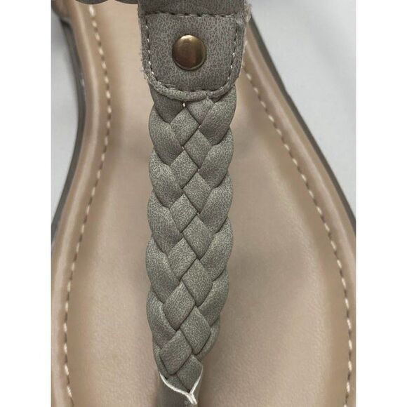 Journee Collection Thong Sandals Women's 7 Grey Adjustable Braided‎ Strap NEW - Picture 5 of 10